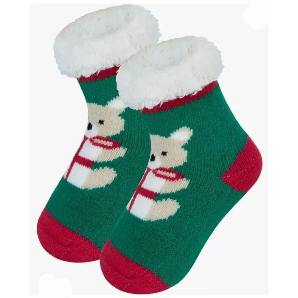 Sumona Sherpa Lined Cabin Socks Knit Winter Cozy Slipper Socks Non Slip Set of 2